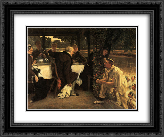 The Prodigal Son In Modern Life, the Fatted Calf 24x20 Black Ornate Wood Framed Art Print Poster with Double Matting by Tissot, James