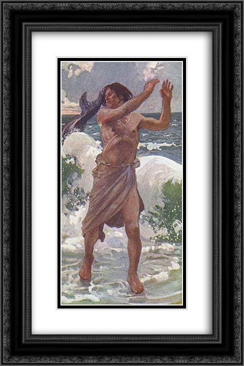 The Prophet Jonah 16x24 Black Ornate Wood Framed Art Print Poster with Double Matting by Tissot, James