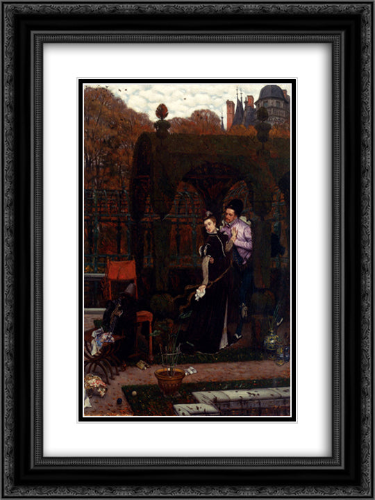 The Rendez Vous 18x24 Black Ornate Wood Framed Art Print Poster with Double Matting by Tissot, James