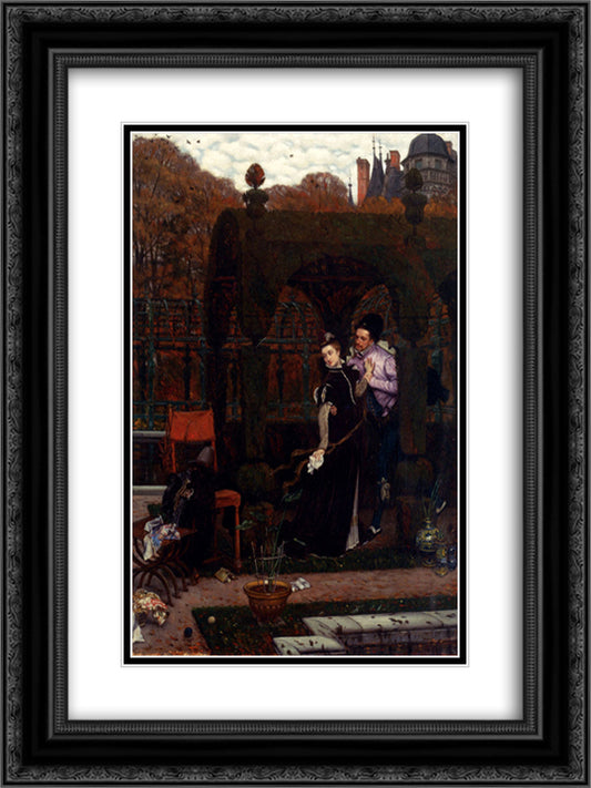 The Rendez Vous 18x24 Black Ornate Wood Framed Art Print Poster with Double Matting by Tissot, James