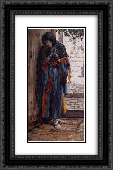 The Repentant Magdalene 16x24 Black Ornate Wood Framed Art Print Poster with Double Matting by Tissot, James