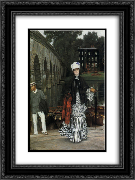 The Return from the Boating Trip 18x24 Black Ornate Wood Framed Art Print Poster with Double Matting by Tissot, James