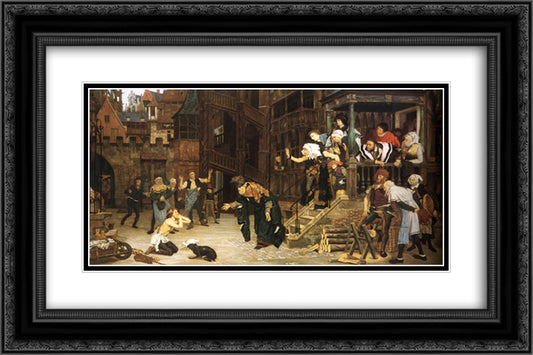 The Return of the Prodigal Son 24x16 Black Ornate Wood Framed Art Print Poster with Double Matting by Tissot, James