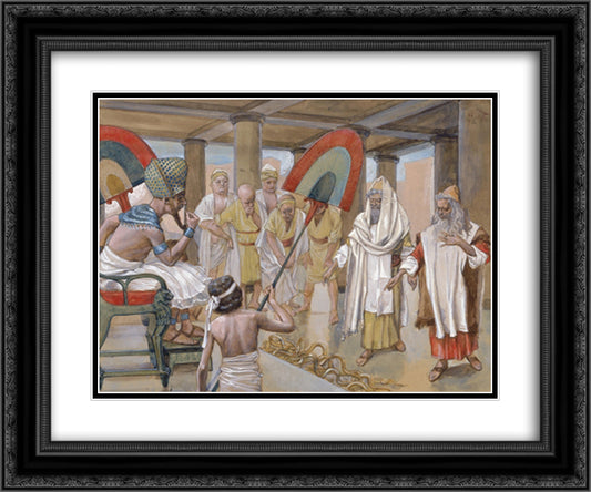 The Rod of Aaron Devours the Other Rods 24x20 Black Ornate Wood Framed Art Print Poster with Double Matting by Tissot, James
