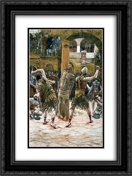 The Scourging on the Front (La flagellation de face) 18x24 Black Ornate Wood Framed Art Print Poster with Double Matting by Tissot, James