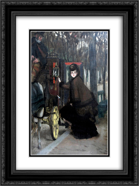 The Secret Rendez Vous 18x24 Black Ornate Wood Framed Art Print Poster with Double Matting by Tissot, James