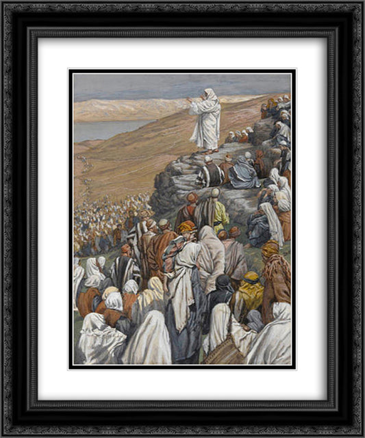 The Sermon on the Mount, illustration for 'The Life of Christ' 20x24 Black Ornate Wood Framed Art Print Poster with Double Matting by Tissot, James