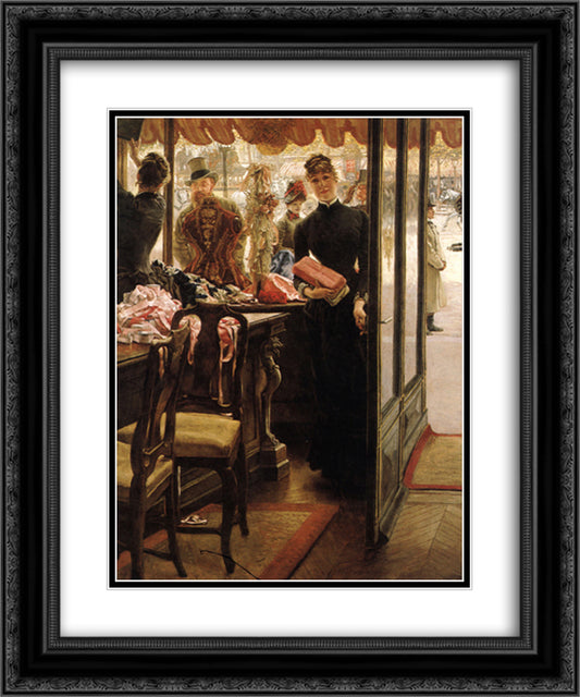 The Shop Girl 20x24 Black Ornate Wood Framed Art Print Poster with Double Matting by Tissot, James