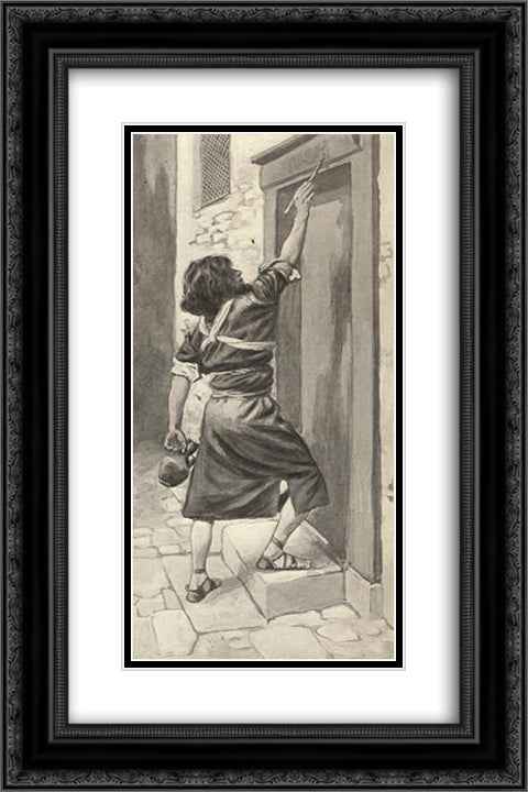 The Signs on the Door 16x24 Black Ornate Wood Framed Art Print Poster with Double Matting by Tissot, James