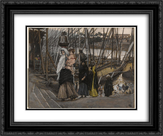 The Sojourn in Egypt 24x20 Black Ornate Wood Framed Art Print Poster with Double Matting by Tissot, James