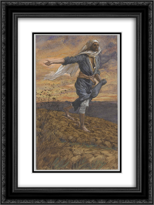 The Sower 18x24 Black Ornate Wood Framed Art Print Poster with Double Matting by Tissot, James