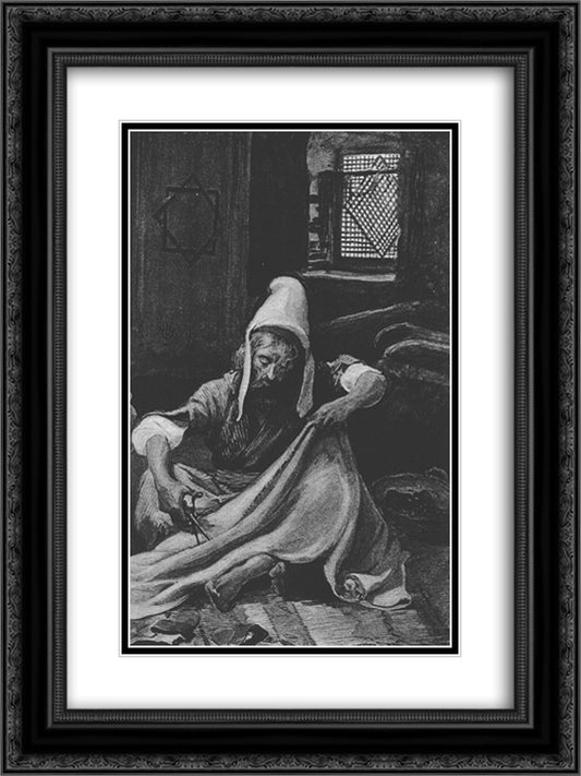 The Tailor 18x24 Black Ornate Wood Framed Art Print Poster with Double Matting by Tissot, James