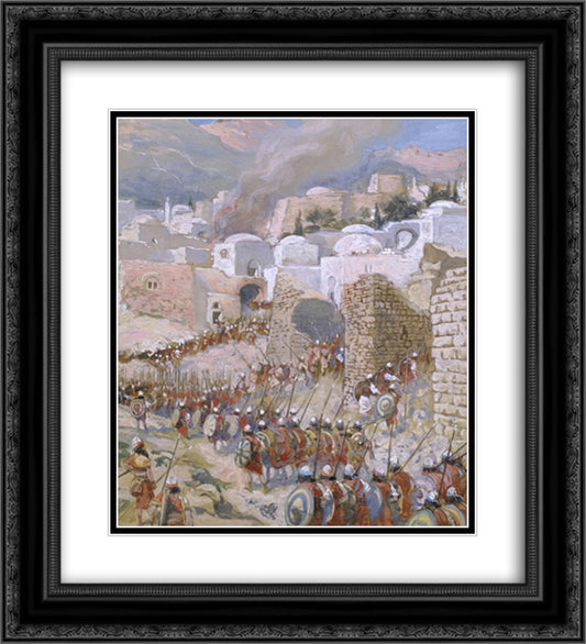 The Taking of Jericho 20x22 Black Ornate Wood Framed Art Print Poster with Double Matting by Tissot, James
