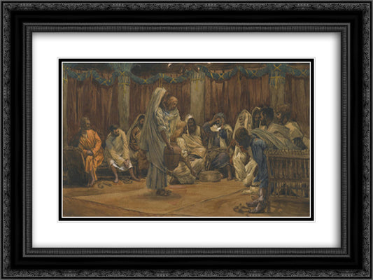 The Washing of the Feet 24x18 Black Ornate Wood Framed Art Print Poster with Double Matting by Tissot, James