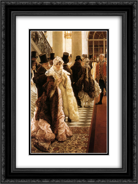 The Woman of Fashion (La Mondaine) 18x24 Black Ornate Wood Framed Art Print Poster with Double Matting by Tissot, James