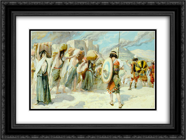 The Women of Midian Led Captive by the Hebrews 24x18 Black Ornate Wood Framed Art Print Poster with Double Matting by Tissot, James