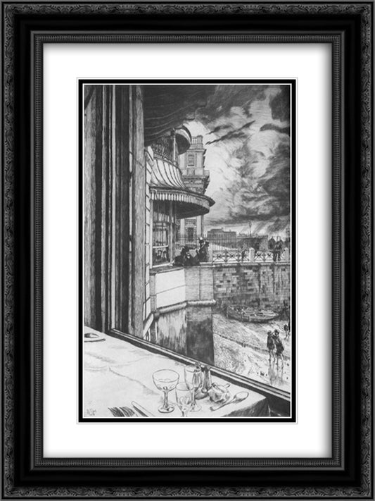 Trafalgar Tavern 18x24 Black Ornate Wood Framed Art Print Poster with Double Matting by Tissot, James