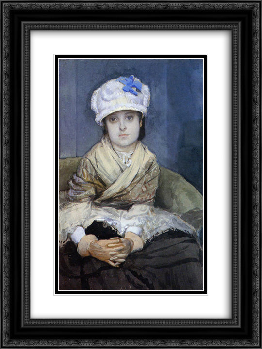 Waiting 18x24 Black Ornate Wood Framed Art Print Poster with Double Matting by Tissot, James