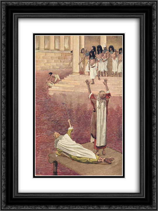 Water Is Changed into Blood 18x24 Black Ornate Wood Framed Art Print Poster with Double Matting by Tissot, James