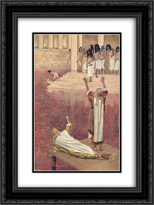 Water Is Changed into Blood 18x24 Black Ornate Wood Framed Art Print Poster with Double Matting by Tissot, James