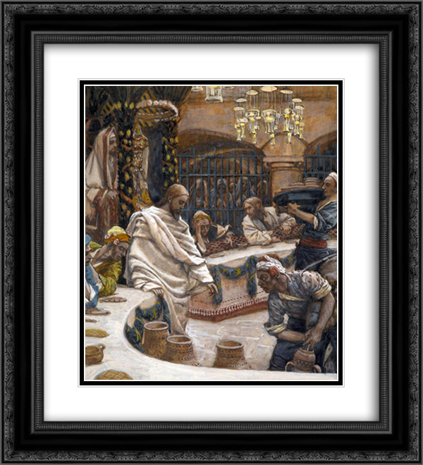 Weddding at Cana 20x22 Black Ornate Wood Framed Art Print Poster with Double Matting by Tissot, James