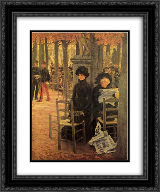 Without A Dowry, aka Sunday In the Luxembourg Gardens 20x24 Black Ornate Wood Framed Art Print Poster with Double Matting by Tissot, James