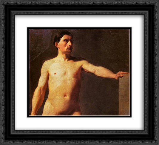 Akt meski 22x20 Black Ornate Wood Framed Art Print Poster with Double Matting by Matejko, Jan