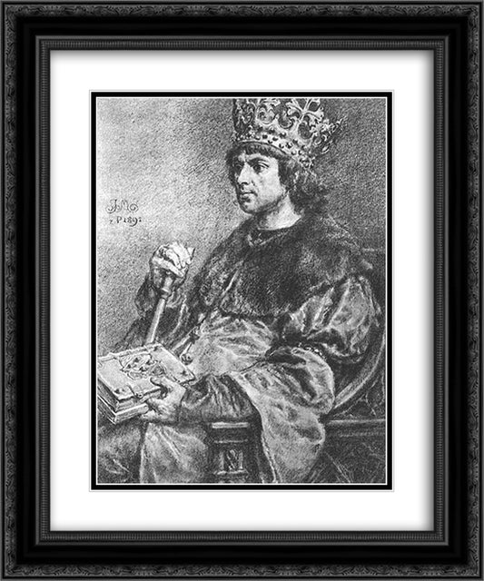 Aleksander Jagiellonczyk 20x24 Black Ornate Wood Framed Art Print Poster with Double Matting by Matejko, Jan