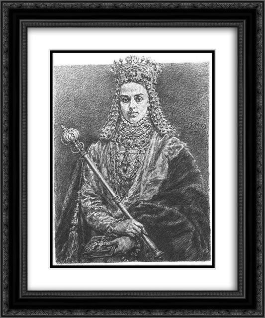 Anna Jagiellon 20x24 Black Ornate Wood Framed Art Print Poster with Double Matting by Matejko, Jan