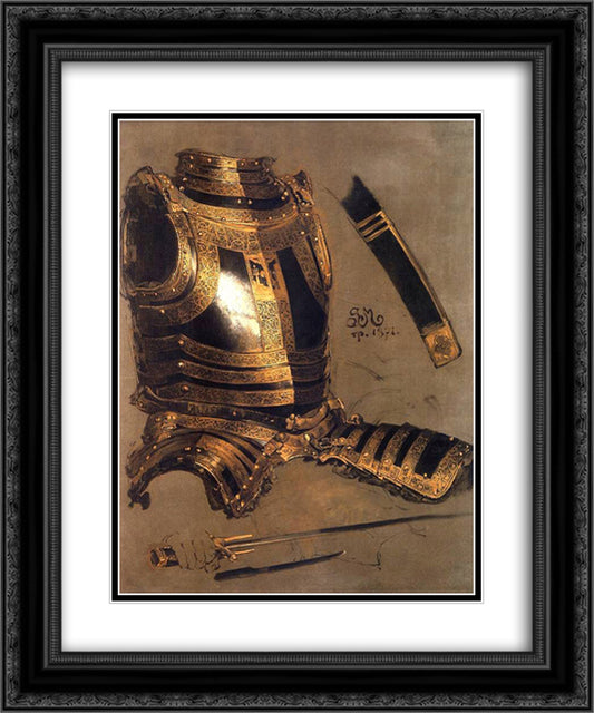 Armor of Stefan Batory 20x24 Black Ornate Wood Framed Art Print Poster with Double Matting by Matejko, Jan