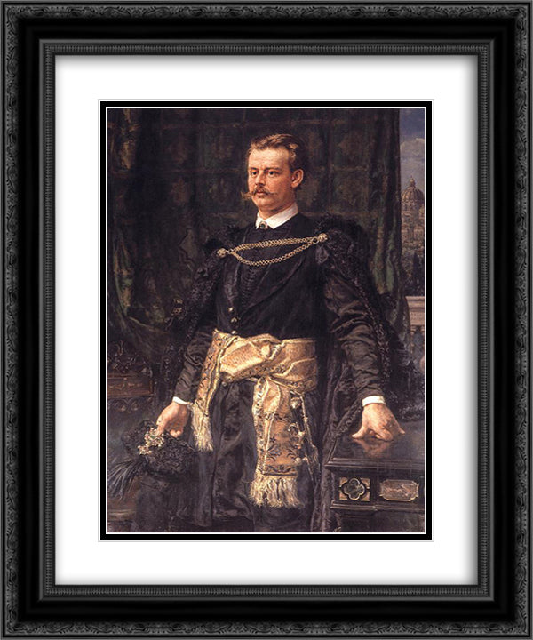 Artur Potocki 20x24 Black Ornate Wood Framed Art Print Poster with Double Matting by Matejko, Jan