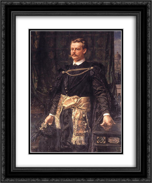 Artur Potocki 20x24 Black Ornate Wood Framed Art Print Poster with Double Matting by Matejko, Jan
