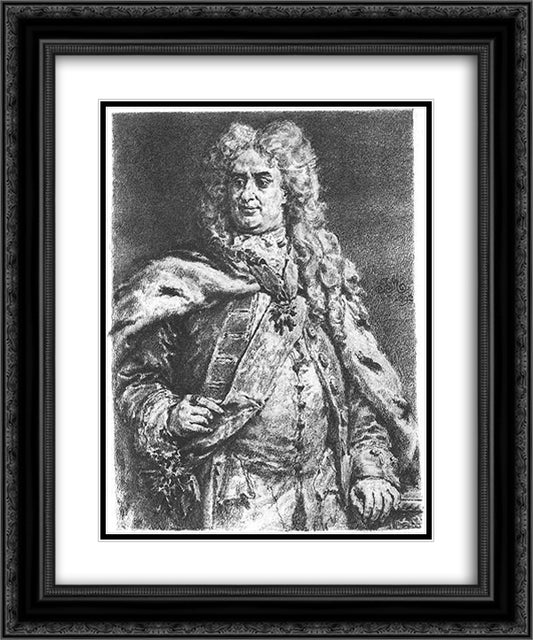Augustus II the Strong 20x24 Black Ornate Wood Framed Art Print Poster with Double Matting by Matejko, Jan