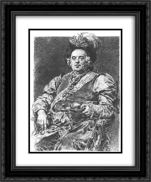 Augustus III 20x24 Black Ornate Wood Framed Art Print Poster with Double Matting by Matejko, Jan