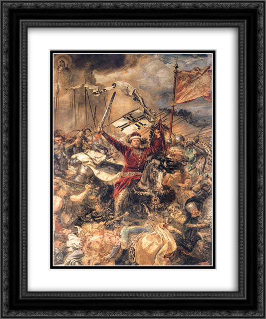 Battle of Grunwald, Witold  (detail) 20x24 Black Ornate Wood Framed Art Print Poster with Double Matting by Matejko, Jan