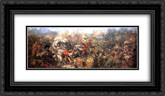 Battle of Grunwald 24x14 Black Ornate Wood Framed Art Print Poster with Double Matting by Matejko, Jan