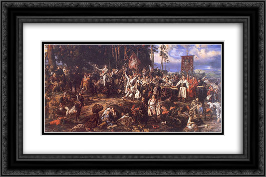 Battle of Raclawice 24x16 Black Ornate Wood Framed Art Print Poster with Double Matting by Matejko, Jan