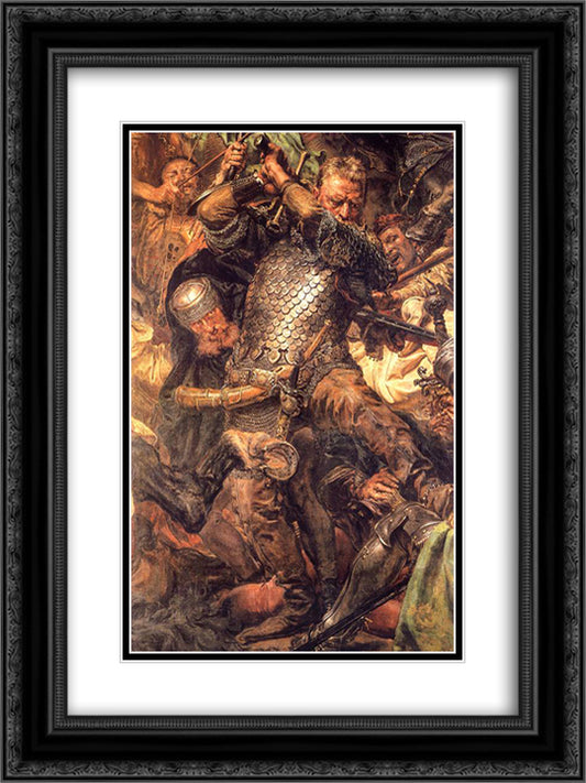 Battle of Grunwald, Jan Zizka (detail) 18x24 Black Ornate Wood Framed Art Print Poster with Double Matting by Matejko, Jan