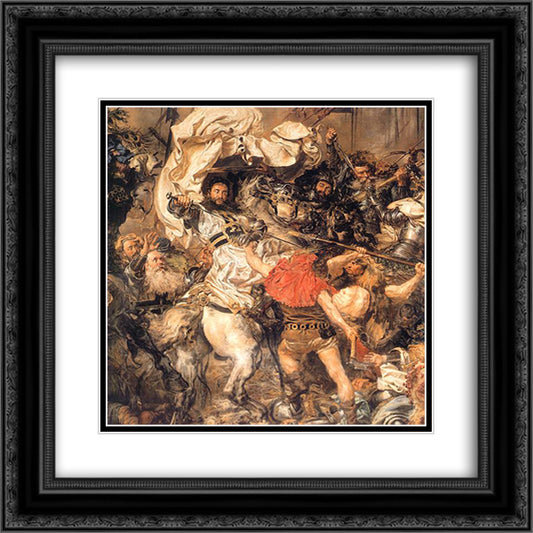Battle of Grunwald, the death of the Grand Master Ulrich von Jungingen (detail) 20x20 Black Ornate Wood Framed Art Print Poster with Double Matting by Matejko, Jan