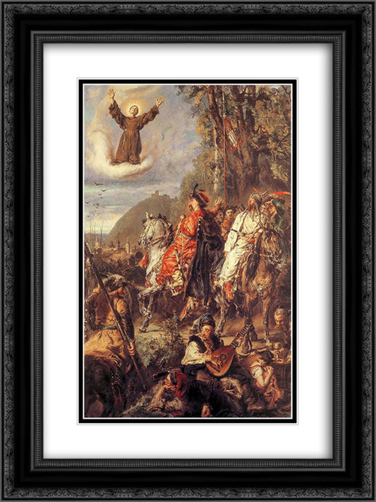 Bohdan Khmelnytsky with Tugai Bey near Lviv 18x24 Black Ornate Wood Framed Art Print Poster with Double Matting by Matejko, Jan