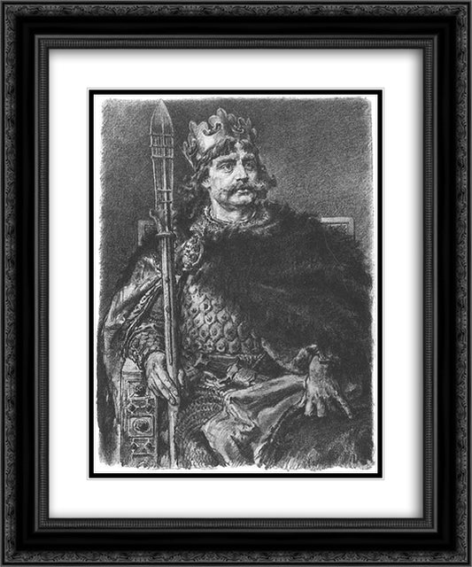 Boleslaus I 20x24 Black Ornate Wood Framed Art Print Poster with Double Matting by Matejko, Jan