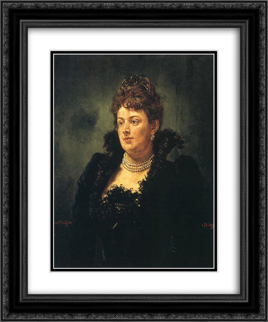 Bona Ossowiecka 20x24 Black Ornate Wood Framed Art Print Poster with Double Matting by Matejko, Jan