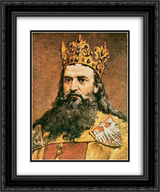 Casimir the Great 20x24 Black Ornate Wood Framed Art Print Poster with Double Matting by Matejko, Jan