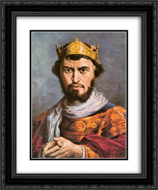 Casimir the Restorer 20x24 Black Ornate Wood Framed Art Print Poster with Double Matting by Matejko, Jan