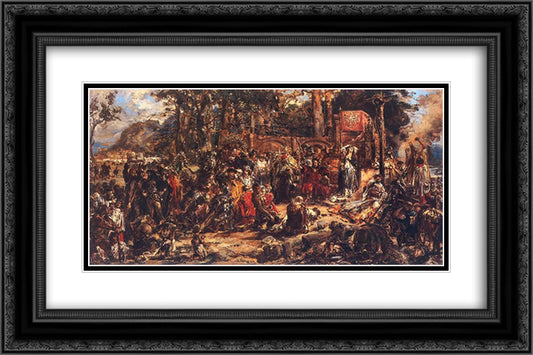 Christianization of Lithuania A D 1387 24x16 Black Ornate Wood Framed Art Print Poster with Double Matting by Matejko, Jan