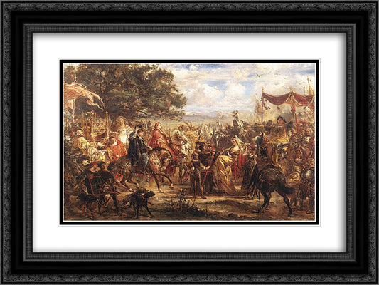 Congress of the Kings 24x18 Black Ornate Wood Framed Art Print Poster with Double Matting by Matejko, Jan