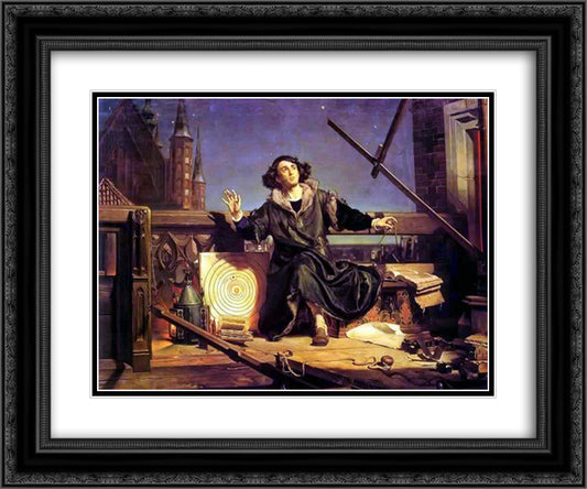 Copernicus in the tower at Frombork 24x20 Black Ornate Wood Framed Art Print Poster with Double Matting by Matejko, Jan