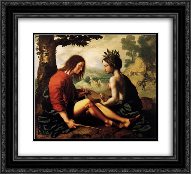 Christian Allegory 22x20 Black Ornate Wood Framed Art Print Poster with Double Matting by Provoost, Jan