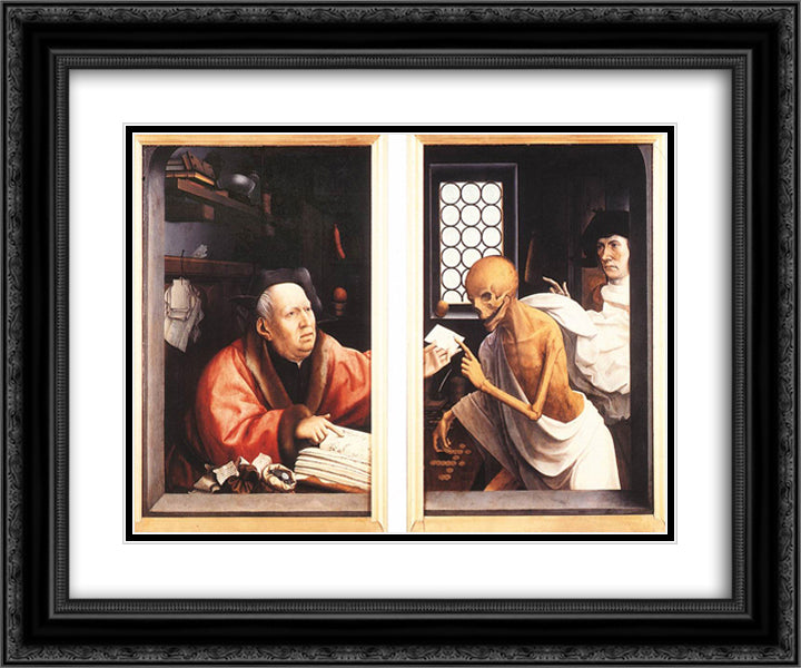 Death and the Miser 24x20 Black Ornate Wood Framed Art Print Poster with Double Matting by Provoost, Jan