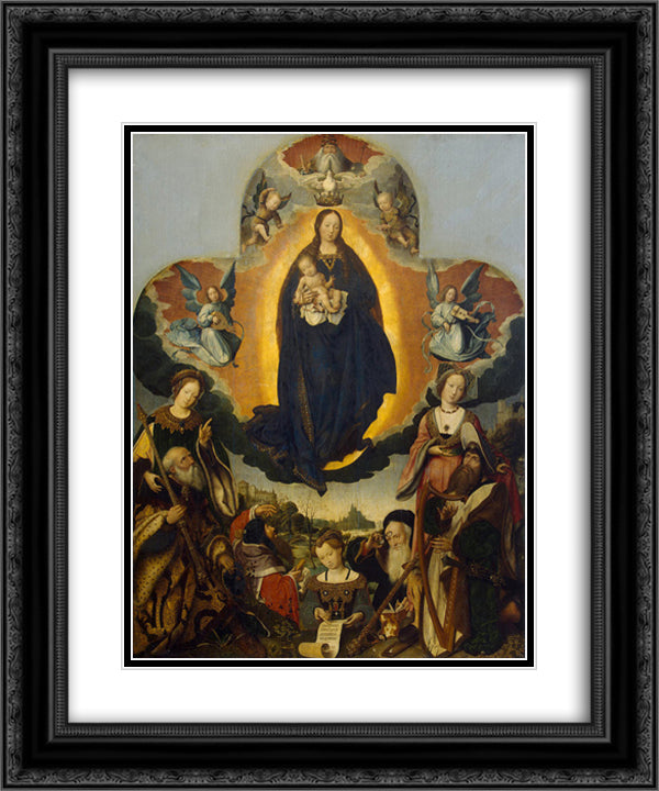 The Virgin Mary in Glory 20x24 Black Ornate Wood Framed Art Print Poster with Double Matting by Provoost, Jan